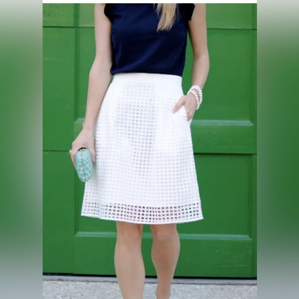 Ann Taylor Eyelet A Line Skirt Fully Lined White in Color Size 0 MSRP $98 NWOT